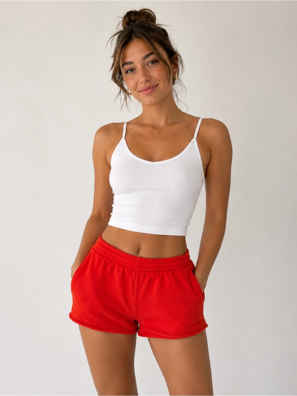 Aritzia Sweatfleece Mega Fit Lounge Shorts Red Poppy Orange Size S